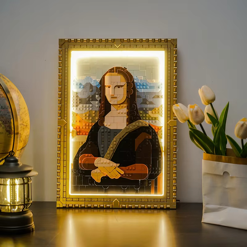 Photography Icon - DIY モナリザ ビルディングブロック – 世界的に有名な絵画のレプリカ、レンガキット、象徴的な笑顔と風景の背景、ギフトに最適