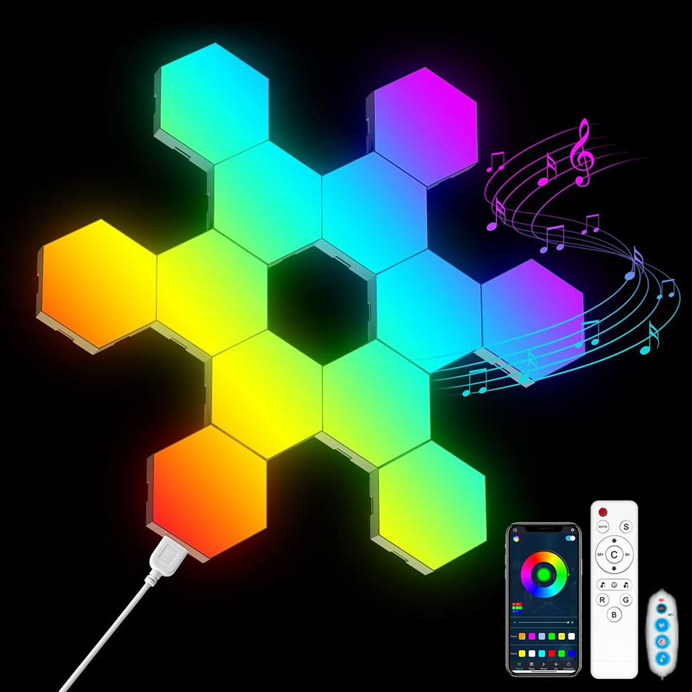 Pixel Art Led Panel - RGB LED 六角ライト Bluetooth 屋内ウォールライト APP