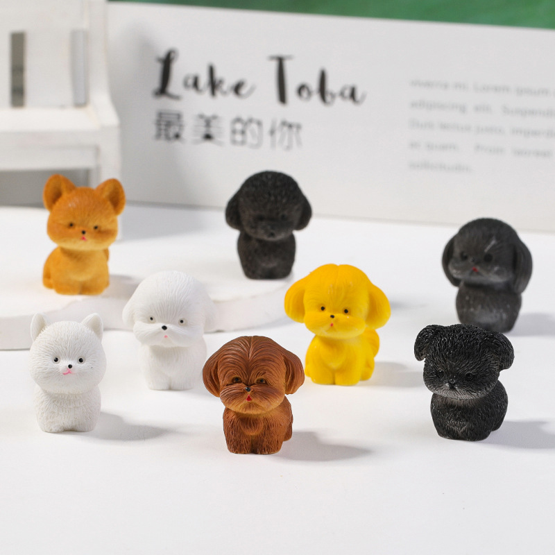 Photography Desk - ミニキュートドッグ漫画犬モデル樹脂フィギュアシミュレーションDIYミニチュアオーナメント家の装飾デスクアクセサリー写真撮影用小道具
