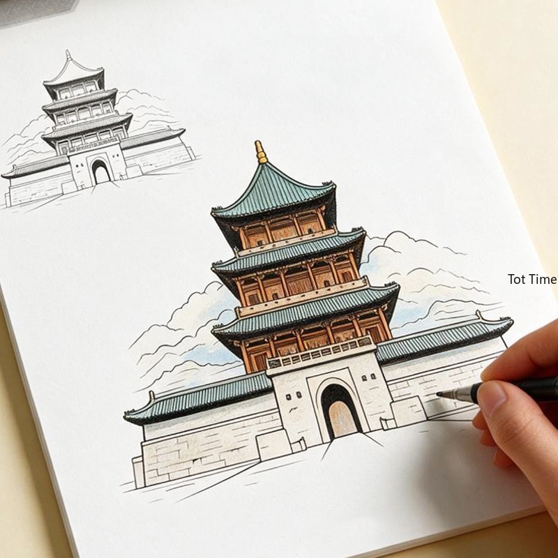 Photography Book - 古代建築/ヨーロッパのランドマーク/風景の塗り絵ブック、大人のためのアート、落ち着きのある減圧手描き塗り絵ブック