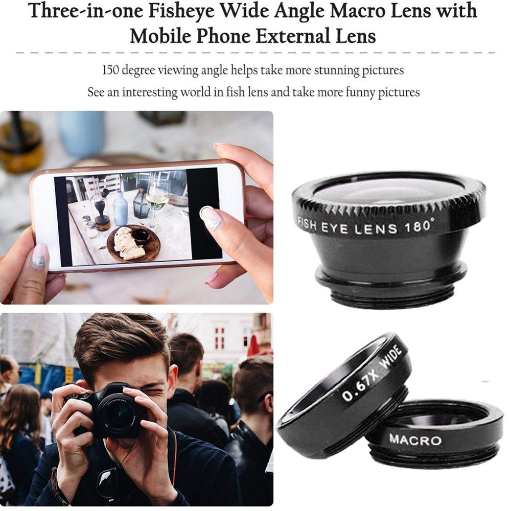 ユニバーサル3in1魚眼レンズ 広角マクロフォン魚眼レンズ  - Photography Xiaomi のレビューと価格