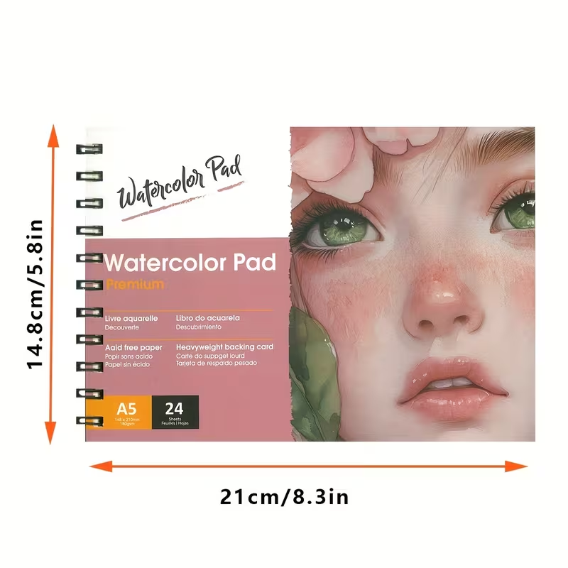 A5 水彩パッド 24枚、耐酸性紙と厚手の裏紙、スパイラル綴 - Photography Book のレビューと価格