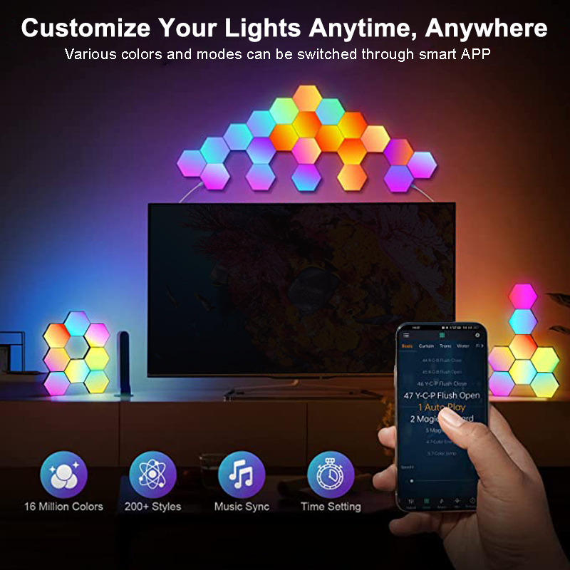 RGB LED 六角ライト Bluetooth 屋内ウォール - Pixel Art Led Panel のレビューと価格