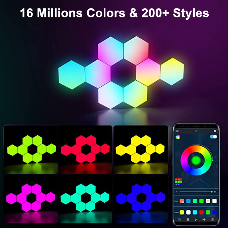 RGB LED 六角ライト Bluetooth 屋内ウォール - Pixel Art Led Panel のレビューと価格