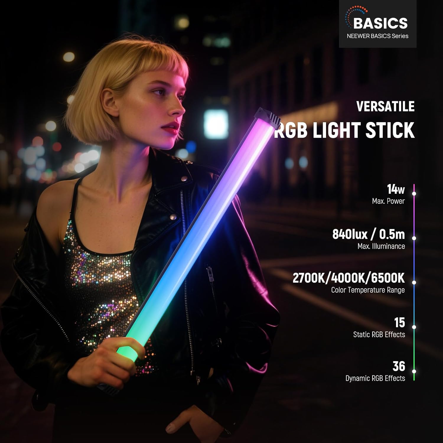NEEWER ベーシック 21インチ 磁気RGBライトワンド - Photography Basics のレビューと価格