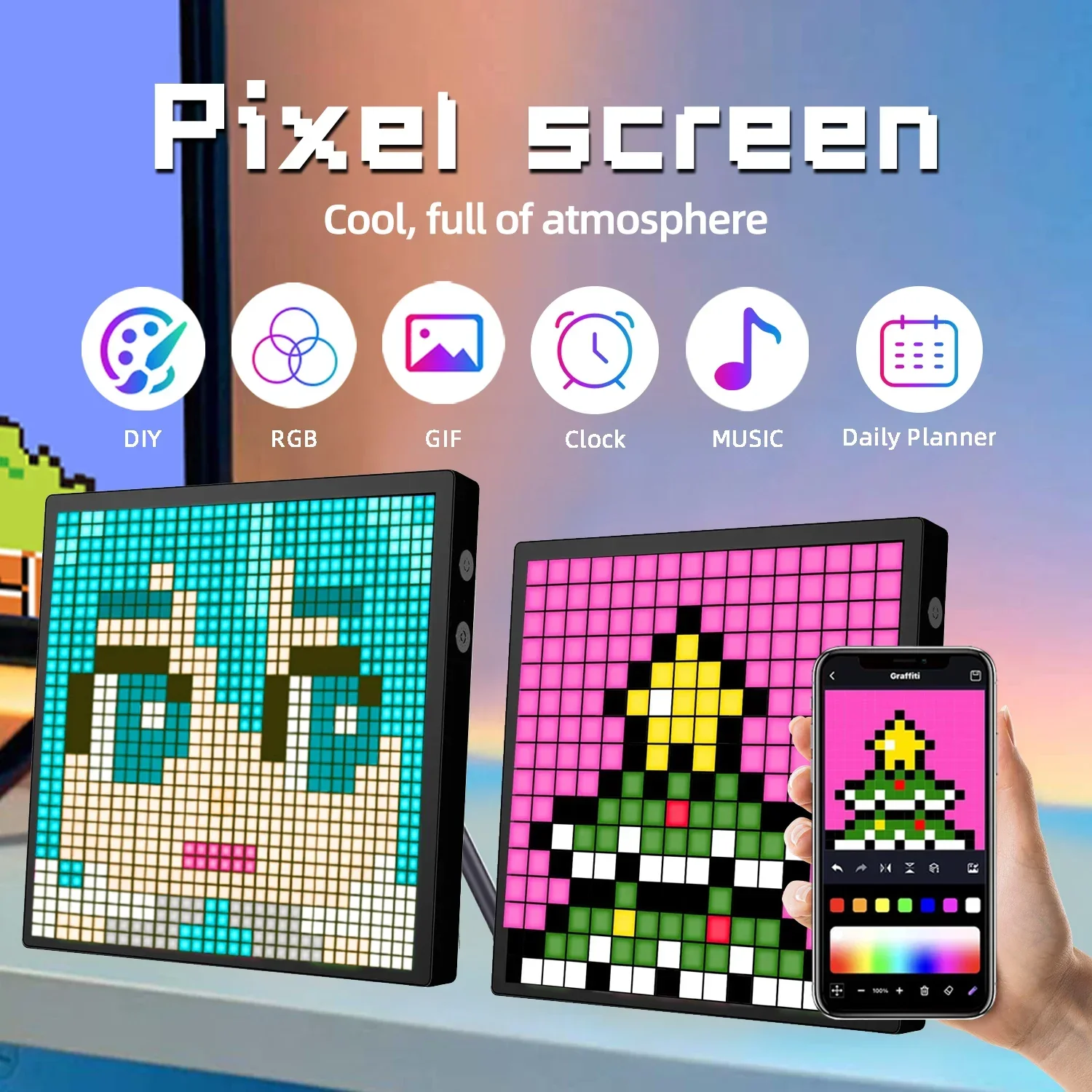 スマートLEDマトリックスピクセルディスプレイ RGB DI - Pixel Art Led Panel のレビューと価格