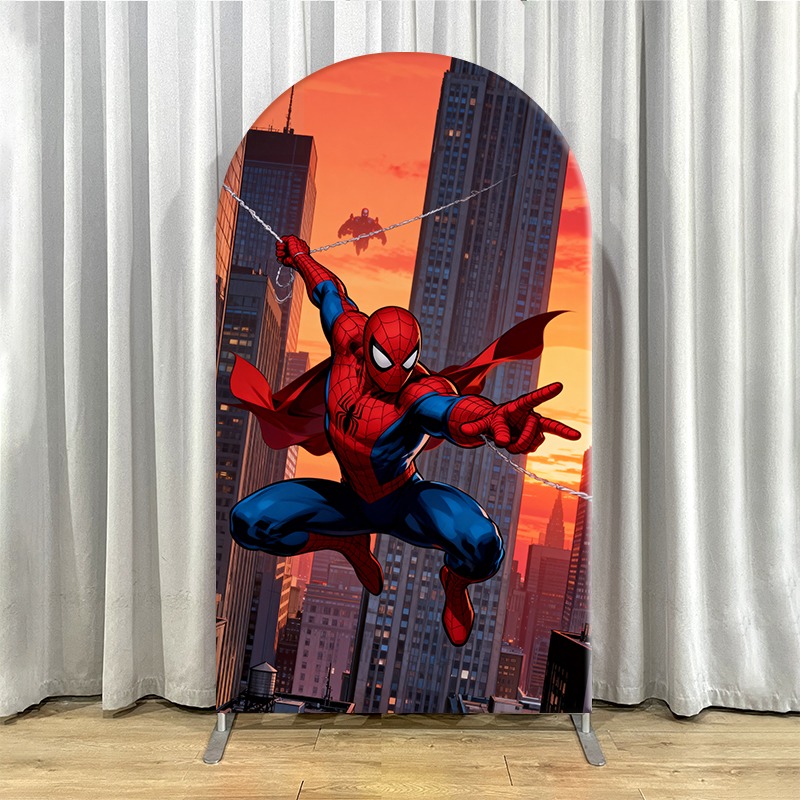 単層マーベルアーチ型背景幕カバー、非伸縮性スパイダーマンをテ - Photography Of The Day のレビューと価格