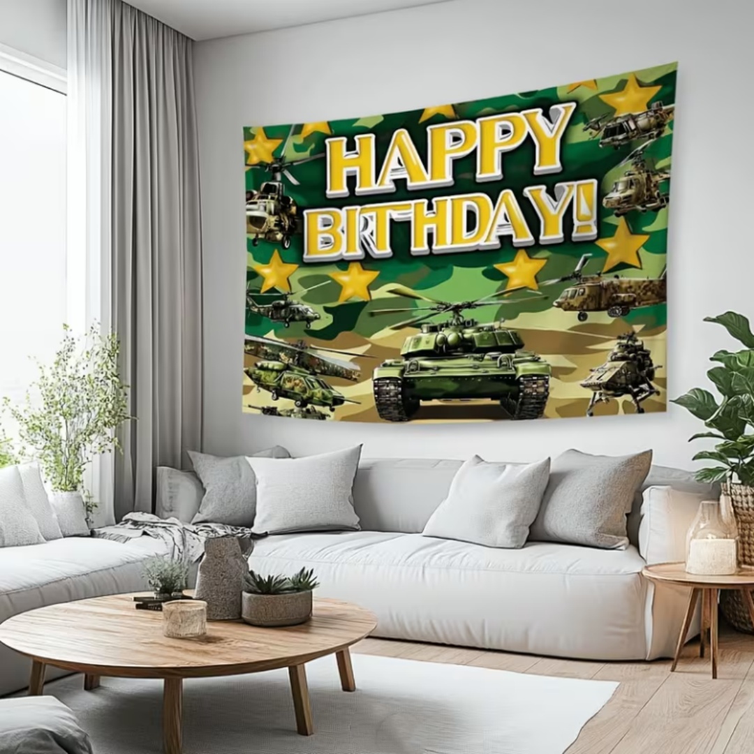 軍事陸軍テーマ誕生日パーティー装飾背景迷彩兵士航空機戦車車背 - Photography Of War のレビューと価格