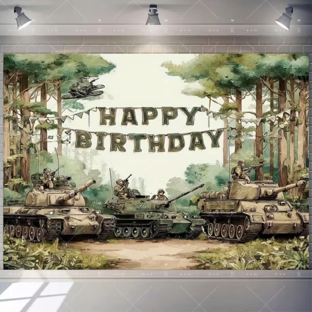 軍事陸軍テーマ誕生日パーティー装飾背景迷彩兵士航空機戦車車背 - Photography Of War のレビューと価格