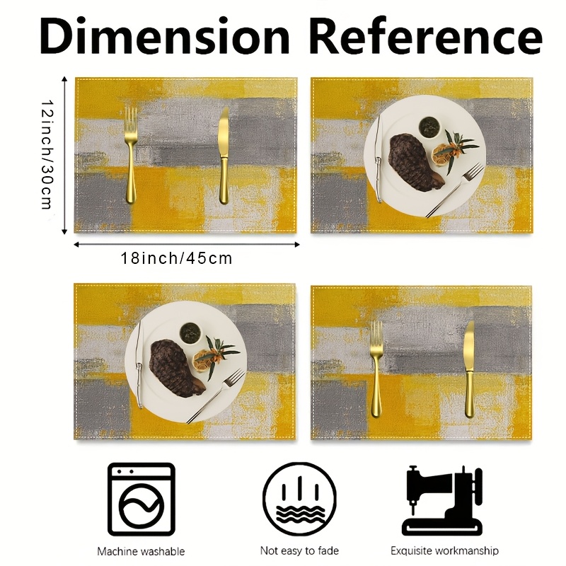 VIKAMA イエローグレー抽象油絵プレースマット、幾何学模 - Photography Desk のレビューと価格