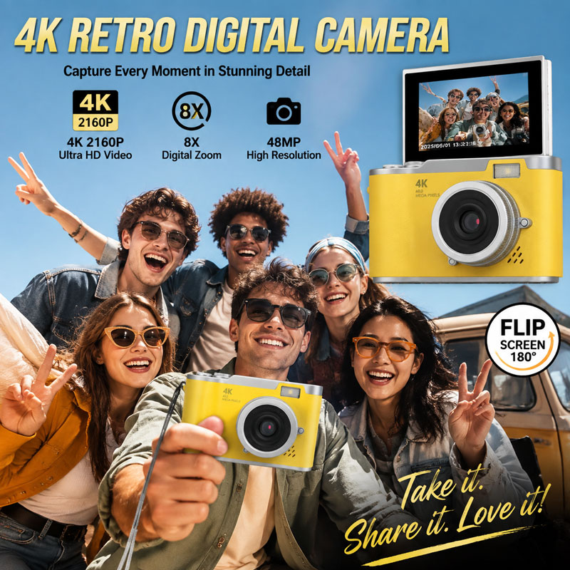 デジタルカメラ 8倍デジタルズーム ヴィンテージVlogビデ - Photography Vintage Style のレビューと価格