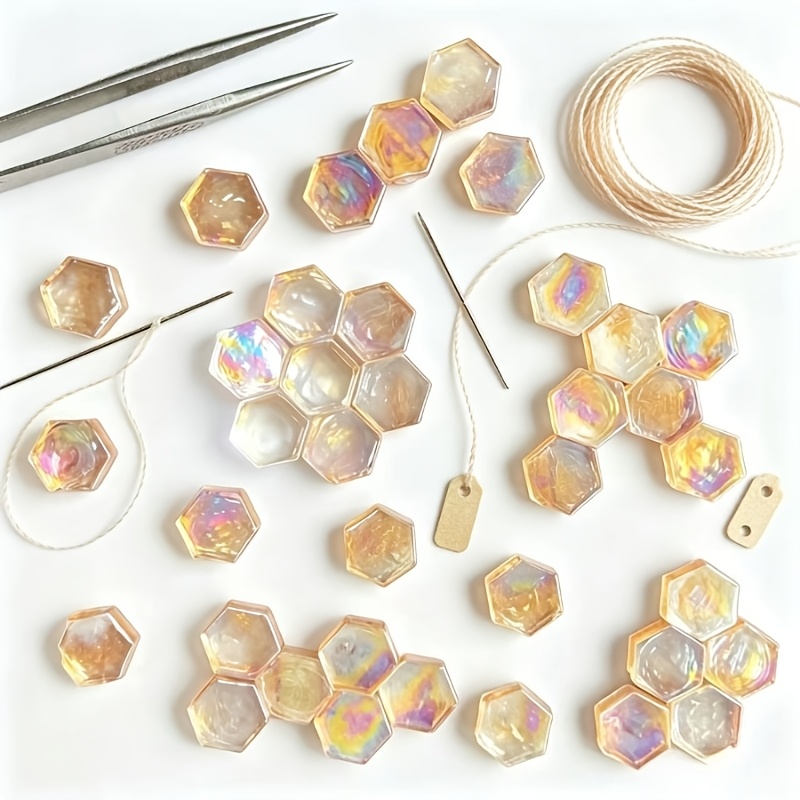 100g/シャンパン色の玉虫色の真珠光沢のある六角形クォーツ - Photography Desk のレビューと価格