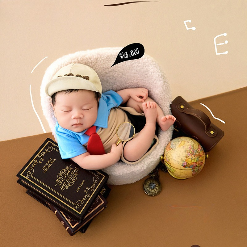 新生児写真撮影用小道具 大学生テーマ 背景幕付き衣装 スクー - Photography Book のレビューと価格